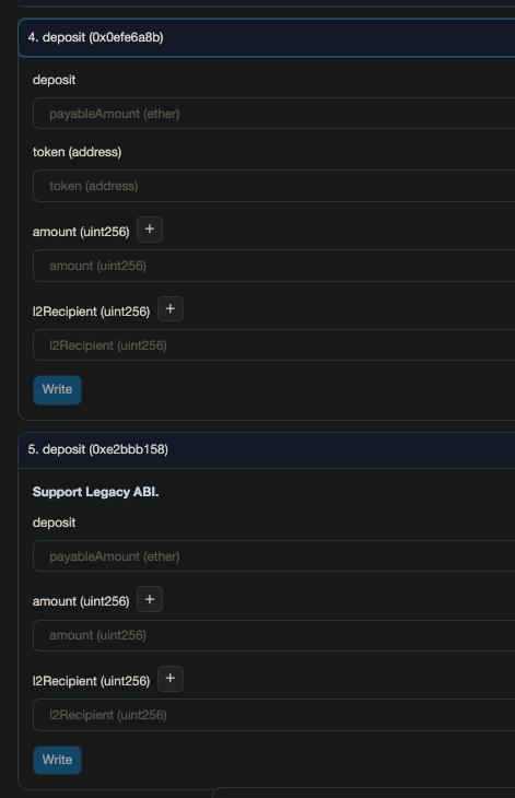 Legacy bridge lagacy and new deposit functions