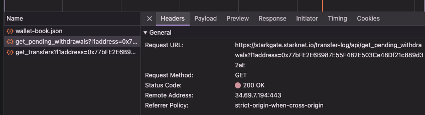 Starkgate withdrawal indexer